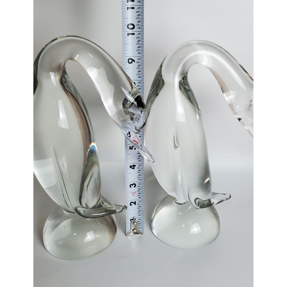 Rare Cristallo Clear Duck Goose Swan Birds Pair Glass Murano? Archimede Seguso? - Picture 14 of 15